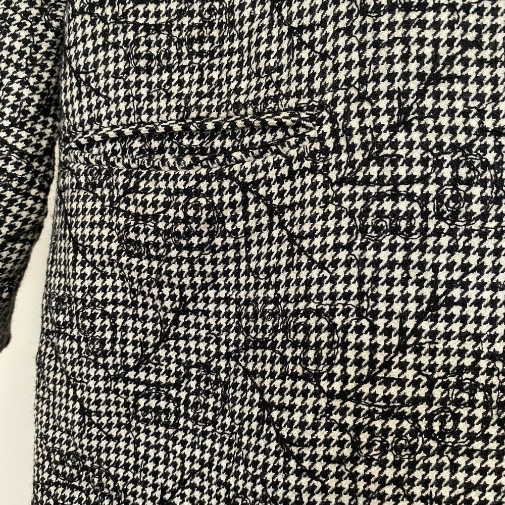 Vintage Women’s Size M/L Pure Wool Houndstooth Floral Boyfriend Blazer Jacket - Picture 5 of 12